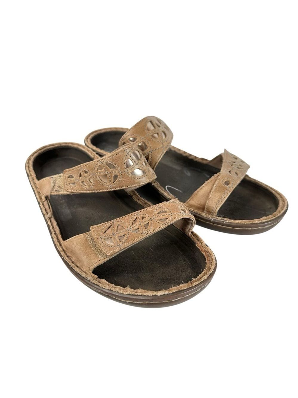 Naot Cornet Khaki Beige Leather Slide Sandals Comfort Walking Shoes Size 6
